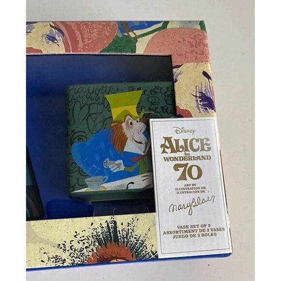 Set Of 3 Disney Store Alice in Wonderland By Mary Blair Vases 70th Anniversary - Picture 5 of 11